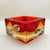 Square Ashtray or Catch-all in Murano Glass by Flavio Poli for Seguso. Stunning Red and Golden Yellow Submerged colors....