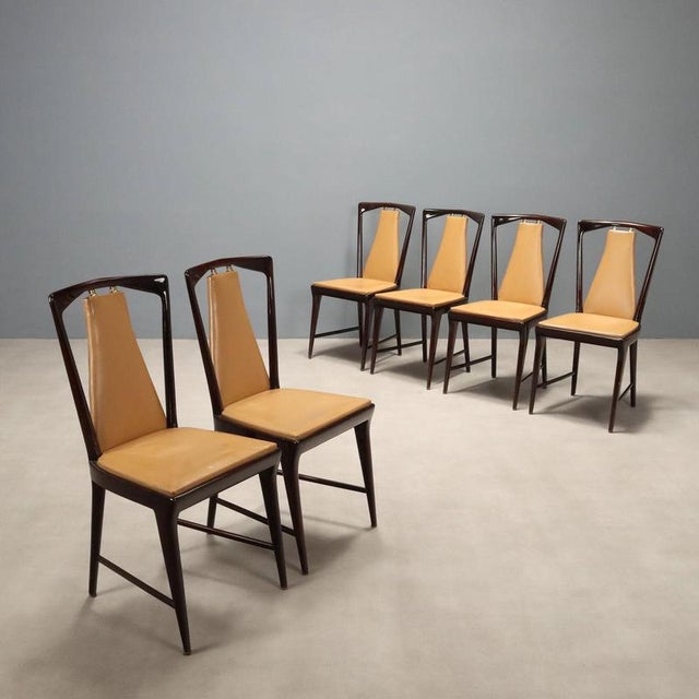 Vintage Chairs in Wood and Leatherette by Osvaldo Borsani, 1950s, Set of 6 For Sale - Image 11 of 11