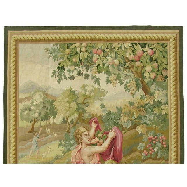 Vintage Tapesrty Depicting Family Mid Harvest For Sale - Image 4 of 9