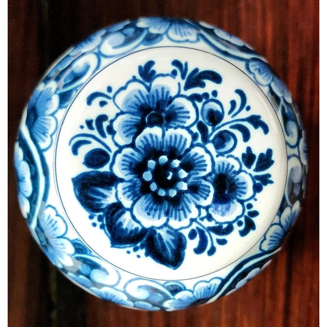English Danish Delft Fine Porcelain Ginger Jar With Lid For Sale - Image 3 of 12