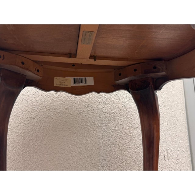 Early 21st Century Acquisitions for Henredon Round Parquetry Pull-Out Side Table For Sale - Image 5 of 12