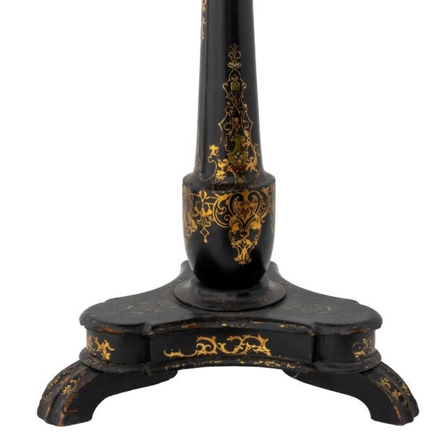 Black Victorian Black Lacquered Mother of Pearl Table For Sale - Image 8 of 8