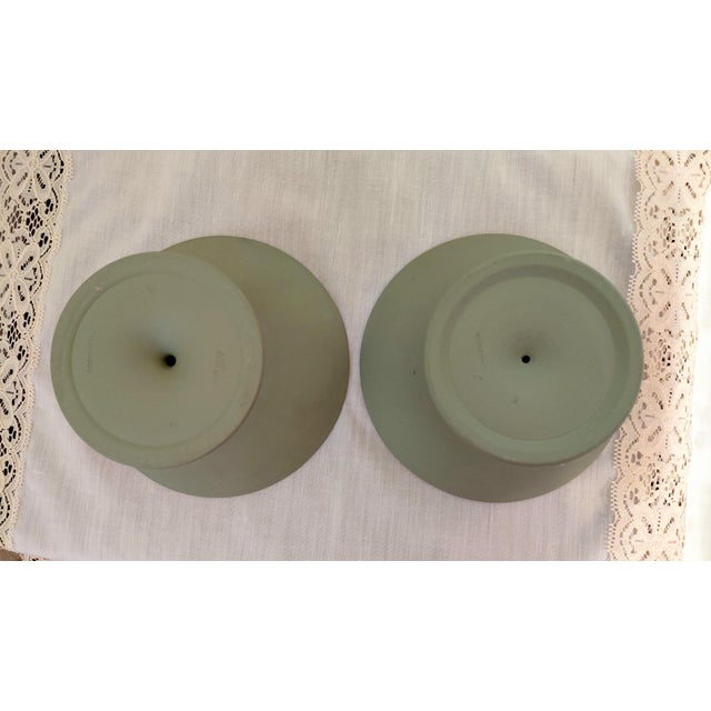 Mid 20th Century Celadon Sage Green Wedgwood Grapevine Jasperware Pair of Compotes - a Pair For Sale In Las Vegas - Image 6 of 10