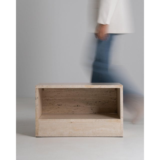 This piece presents as a piece, distinguished by cream travertine. Dating to 1970s and originating from France, it...