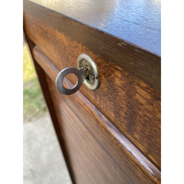 Oak Roll-Top Filing Cabinet, 1970s For Sale - Image 4 of 17
