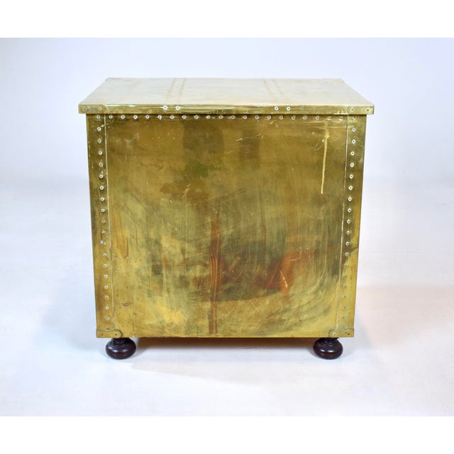 Serried Spain Brass Clad Chest, Nightstand, 1970's For Sale - Image 11 of 14