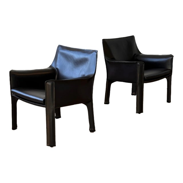 1970s Model 414 Cab Lounge Chairs by Mario Bellini for Cassina - Set of 2 For Sale