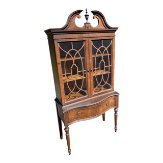 Vintage Mahogany Chippendale Curio Display Cabinet For Sale
