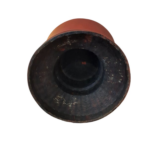 Antique Red Lacquered Urn, 19th C Burmese Offering Pot With Pedestal For Sale - Image 11 of 12