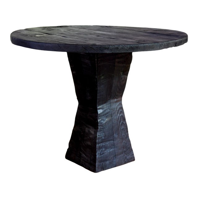 Artisan Shou Sugi Ban Bistro Round Dining Table For Sale
