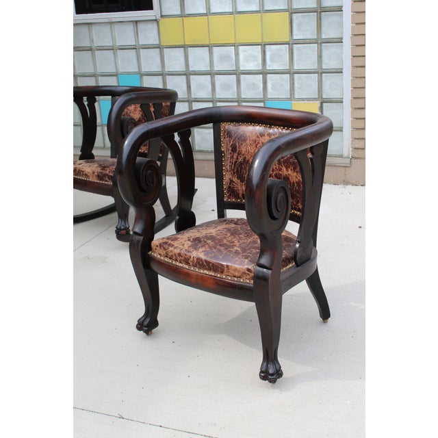 Empire Mahogany Ball Claw Rolled Arm Chair For Sale - Image 4 of 6