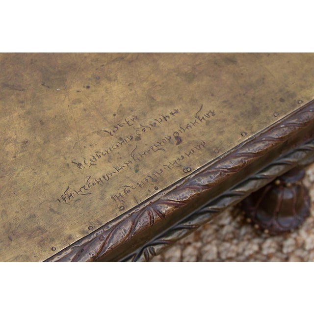 Antique Brass Laminate Bajot Table With Carved Legs For Sale - Image 9 of 10