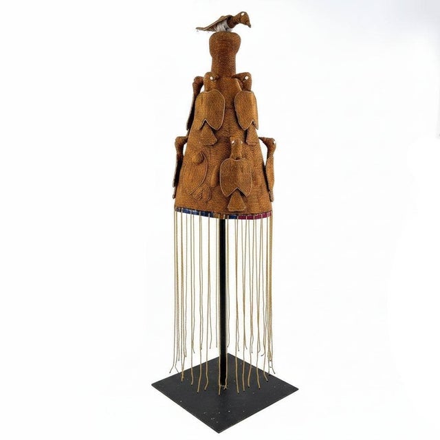 Early 20th Century Yoruba Gold Colored Beaded Crown Nigeria For Sale In Denver - Image 6 of 7