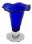 1980s 9” Tall Dark Cobalt Blue Art Glass Hand-Blown Vase W/ Ruffle Top For Sale