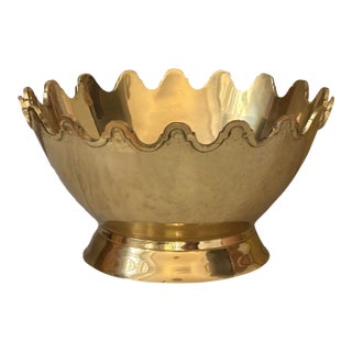Vintage Mottahedeh Style Regency Brass Crown Bowl For Sale