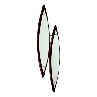Italian Sculptural Wooden Wall Mirror, 1960s For Sale