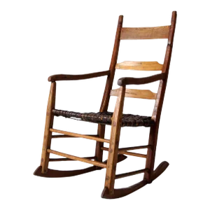 1860's Antique Splint Weave Seat Rocking Chair