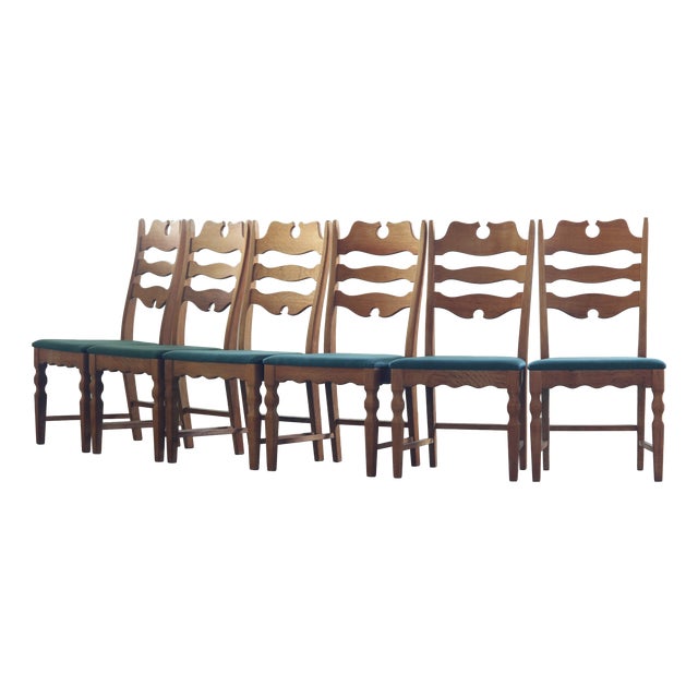 Vintage Razorblade High Back Dining Chairs by Henning Kjærnulf, Denmark, 1960s, Set of 6 For Sale