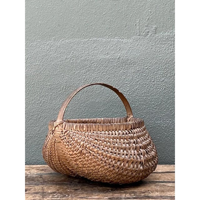 Vintage Shaker Style Rattan Basket For Sale - Image 10 of 12