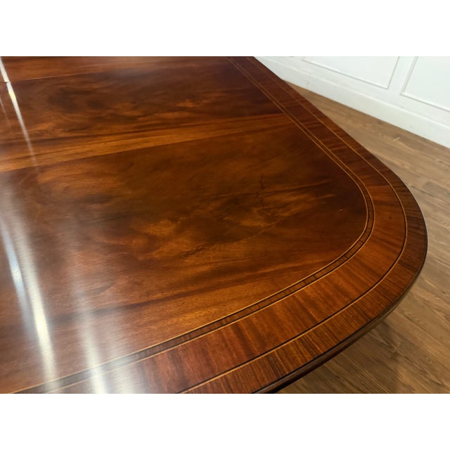 Georgian Style Multi-Banded Mahogany Dining Table by Leighton Hall - Showroom Sample For Sale - Image 14 of 18