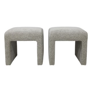 Pair of Directional Ottomans in a Zinc Velvet For Sale