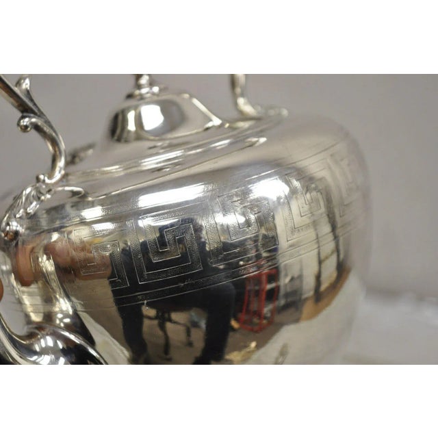 Metal Antique Reed & Barton 1866 Silver Plated Victorian Tilting Teapot on Stand For Sale - Image 7 of 12