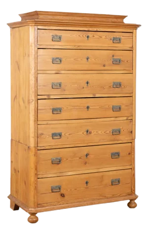 19th Century Danish Pine Highboy Seven Drawer Chest of Drawers