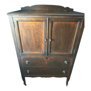 Vintage 1930s Wood Cabinet With Inlay – Deco/Traditional Style For Sale