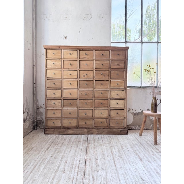 Pine Workshop Cabinet with Drawers, 1950s For Sale - Image 3 of 18