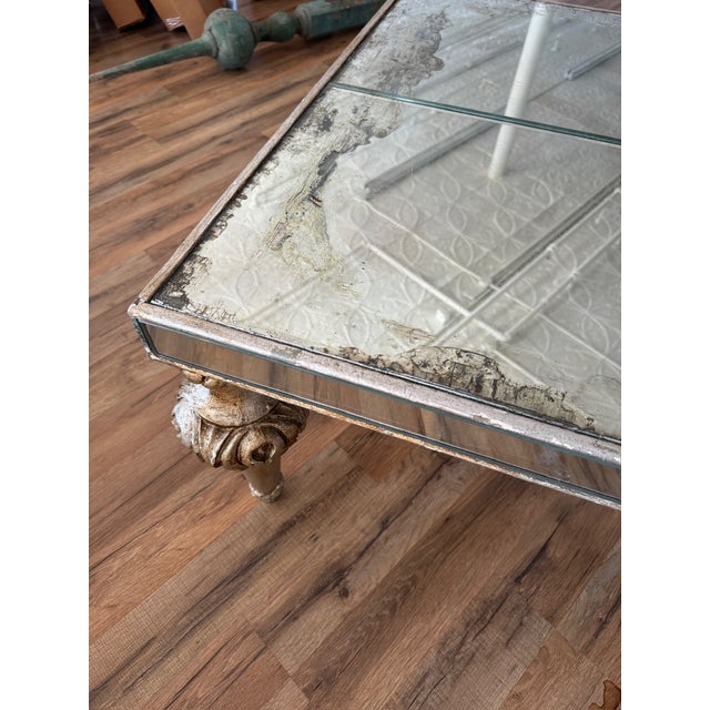 Silver 19th Century French or Italian Inlaid Mirror and Carved Wood Table For Sale - Image 8 of 11