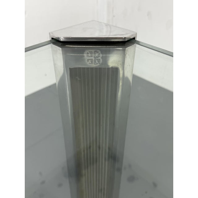 Silver Rectangular Metal, Chrome, and Glass Dining Table from Peter Ghyczy, 1980s For Sale - Image 8 of 13