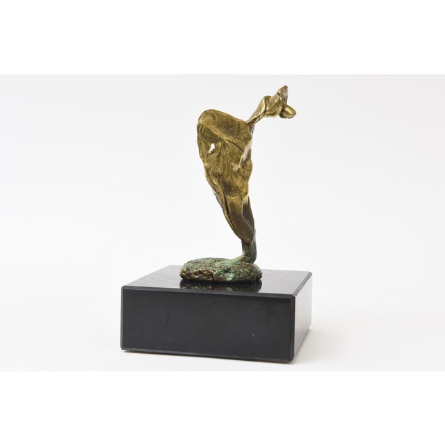Bronze Vintage Cast Bronze Winged Brutalist Torso Sculpture on Black Granite Base For Sale - Image 8 of 12