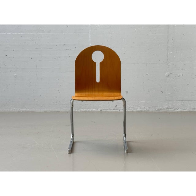 Wood Stackable Cantilever Chairs in Beech and Chrome, 1990s For Sale - Image 7 of 17