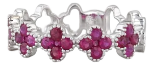 0.78ctw Ruby Flower Ring 18k White Gold Stackable Size 6.5 Band