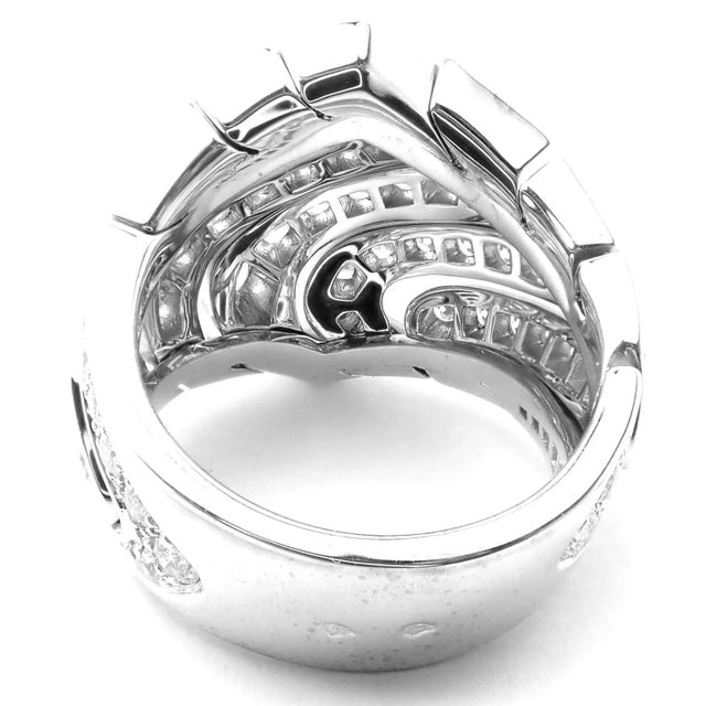 Cartier Cartier 18k White Gold Diamond Waves Large Ring, size 8.25 For Sale - Image 4 of 9
