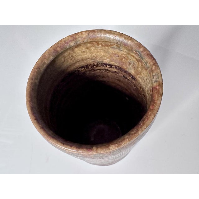 Brown Cylindric Studio Ceramic Art Vase from Elmar & Elke Kubicek, Germany, 1960s For Sale - Image 8 of 14