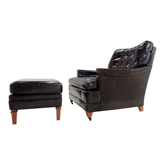Mid Century Italian Leather Vignola Club Chair Ottoman Chairish