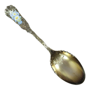 Wood and Hughes Enamel Daisy Sterling Silver Serving Spoon