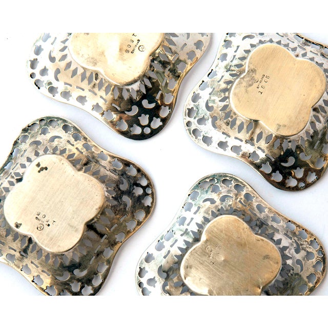 Early 20th Century Tiny Sterling Silver Square Trays- Set of 3 For Sale In Los Angeles - Image 6 of 7