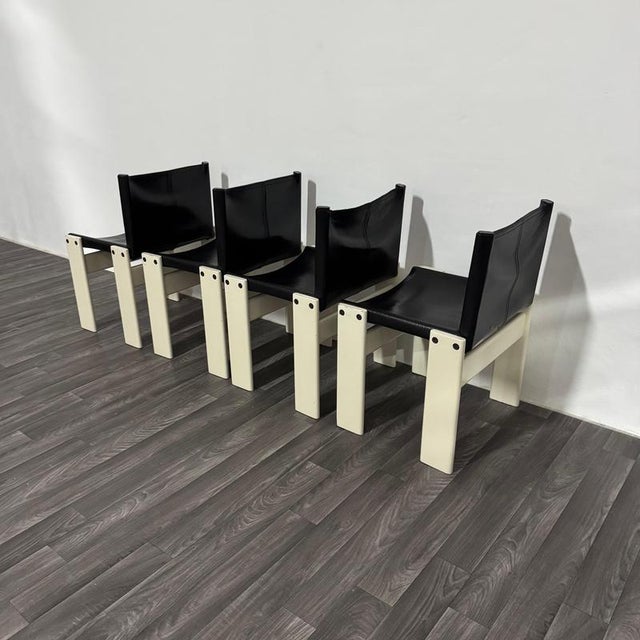Monk Chairs attributed to Afra & Tobia Scarpa for Molteni&C, 1980s, Set of 4 For Sale - Image 17 of 18