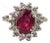 Natural Ruby & Diamond Halo Ring in 14k White Gold – 2.05 Ct Size 5 For Sale