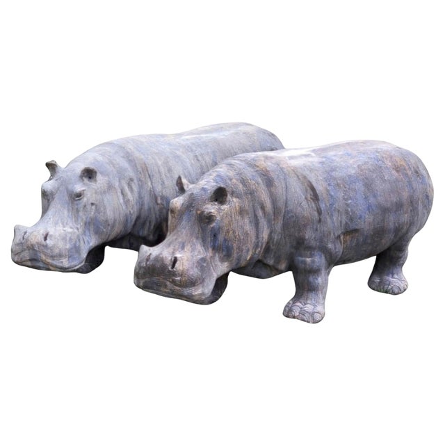 Large Terracotta Hippopotamus, 1950s For Sale