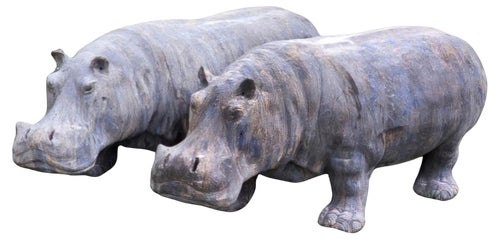 Large Terracotta Hippopotamus, 1950s Sculpture