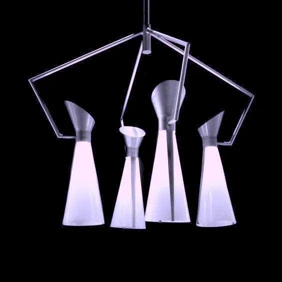 Chrome 1950s Victor Gruen for John Lautner Chandelier Hanging Lamp Mid Century Extreme Modernism For Sale - Image 8 of 11