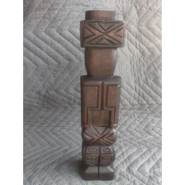 Early 20th Century Vintage Hand Carved Tropical Hardwood Figure For Sale - Image 4 of 5