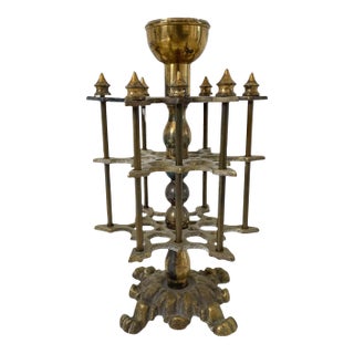 Vintage Brass 3 Tier Sewing Thread Spool Holder Claw Feet Stand With Pin Cushion Bowl For Sale