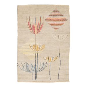 4x6 Modern Art Deco Floral Wool Rug Hand-Knotted Contemporary Area Rug