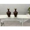 Cloisonné Vases with Warm Reddish Brown Ground and Floral Decoration - A Pair For Sale - Image 15 of 18