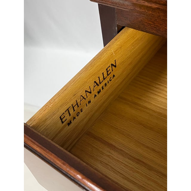 Wood Vintage Ethan Allen Georgian Style Mahogany Breakfront China Cabinet For Sale - Image 7 of 12