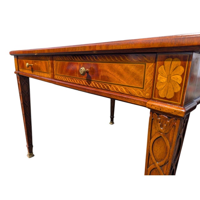 Vintage Maitland-Smith Leather-Top Games Table With Chess, Checkers & Backgammon For Sale - Image 13 of 14